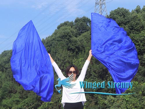 1 pair 180 cm (70") angel wing silk worship flex flag, blue