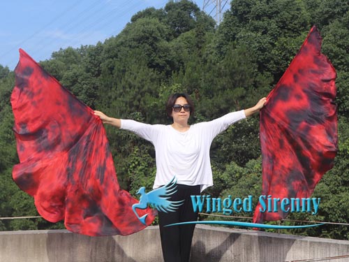 1 pair 180 cm (70") angel wing silk worship flex flag, Lava