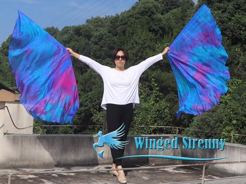 1 pair 180 cm (70") angel wing silk worship flex flag, Mermaid