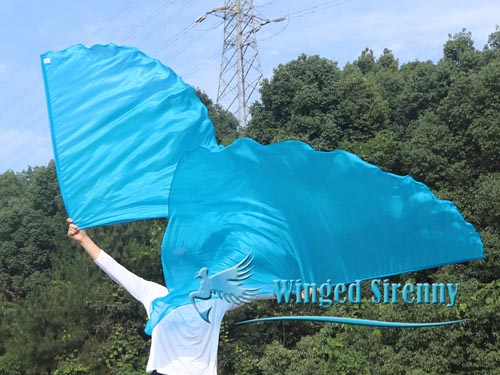 1 pair 180 cm (70") angel wing silk worship flex flag, turquoise