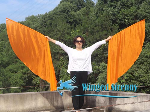 1 pair 180 cm (70") angel wing silk worship flex flag, orange