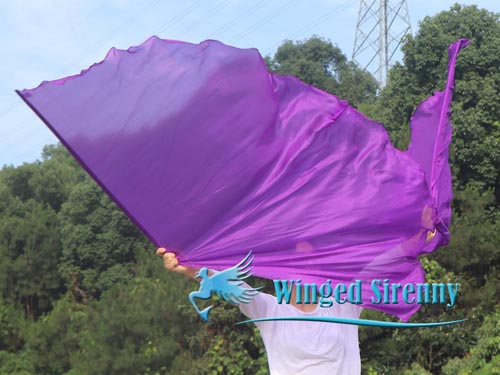 1 pair 180 cm (70") angel wing silk worship flex flag, purple