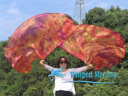 1 pair 180 cm (70") angel wing silk worship flex flag, Copper