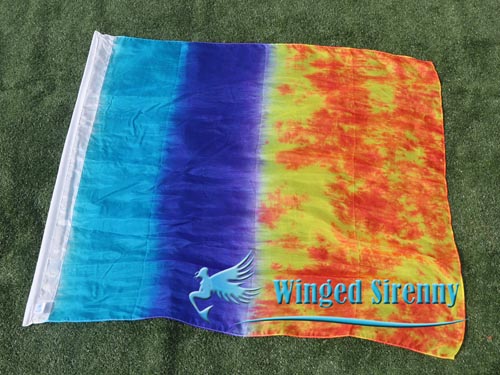 85 cm (33") prophetic silk flex flag for kids, Water&Fire - Click Image to Close
