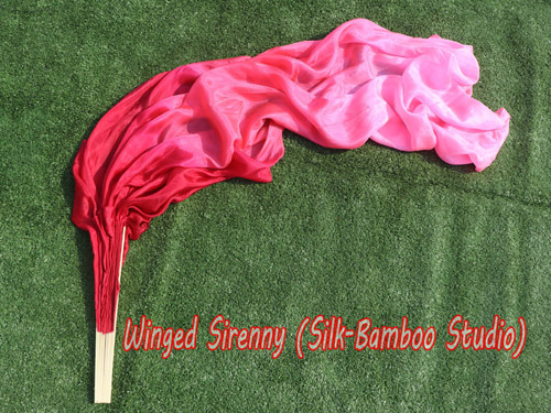 1.5m*0.9m Burgundy fading belly dance silk fan veil - Click Image to Close