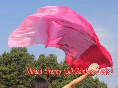 1.8m*0.9m Bordeaux fading belly dance silk fan veil - Click Image to Close