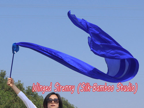 2.5m blue 5mm silk dance throw streamer