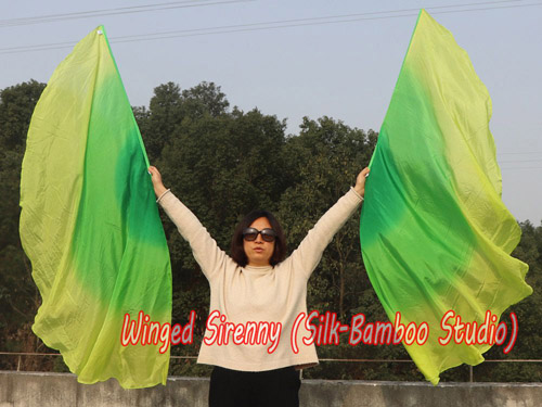 1 pair 180 cm (70") angel wing silk worship flex flag, Emerald