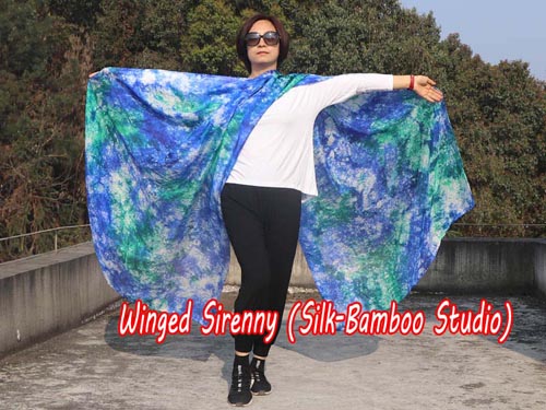 2.7m*1.1m Forget-me-not tie-dye 5mm belly dance silk veil - Click Image to Close
