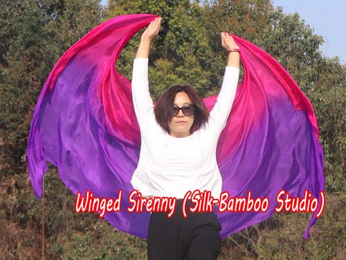 2.7m*1.1m purple-pink 5mm light silk belly dance silk veil - Click Image to Close