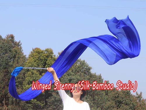 1pc 4m*0.9m blue 5mm silk dance throw streamer - Click Image to Close