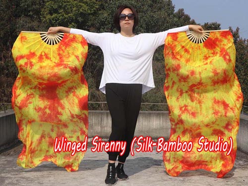 1.5m Flame tie-dye belly dance silk fan veil - Click Image to Close