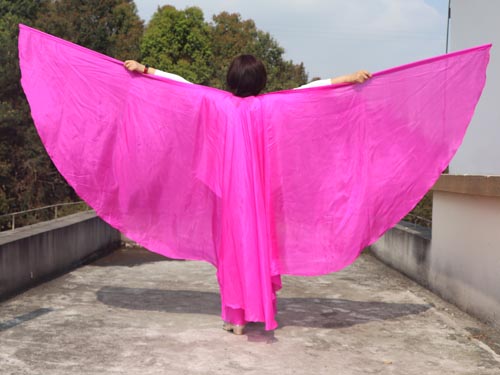 1 pair 6mm habotai silk belly dance silk wing, pink