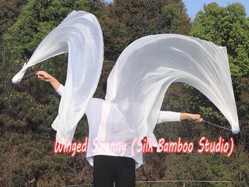 1pc 1.8M*0.9M white 5mm silk dance veil poi