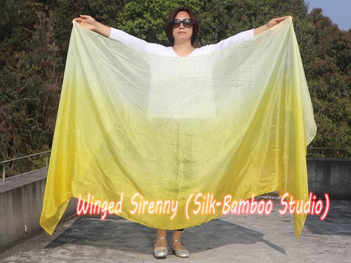 2.7m*1.1m yellow fading 5mm belly dance silk veil - Click Image to Close