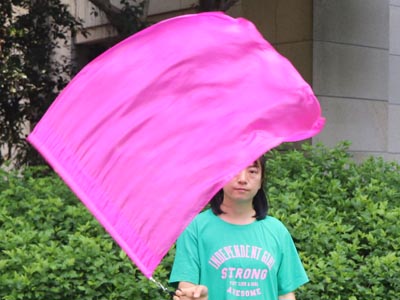 1 pc 81cm*64cm spinning flag poi for Worship and Praise, pink - Click Image to Close