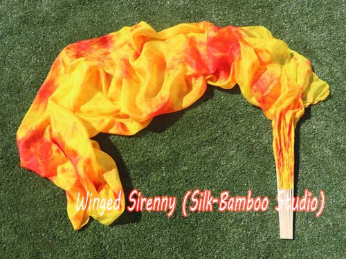 1.8m Flame tie-dye belly dance silk fan veil - Click Image to Close