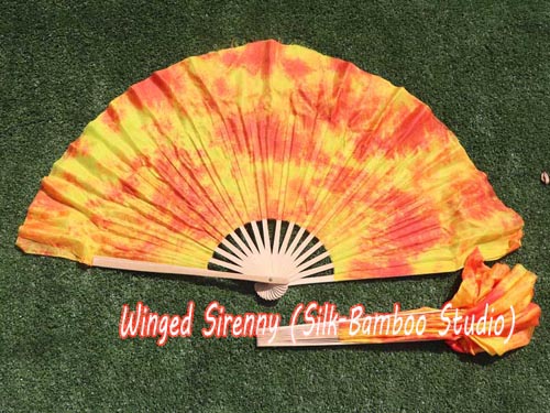 Flame Chinese silk short flutter dance fan - Click Image to Close