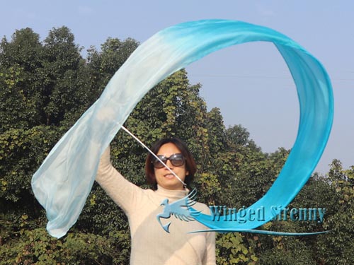 1pc 2.5m*30cm turquoise fading silk dance streamer - Click Image to Close