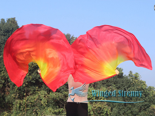 1 pair 180 cm (70") angel wing silk worship flex flag, Fire