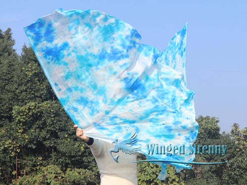 1 pair 180 cm (70") angel wing silk worship flex flag, Ice