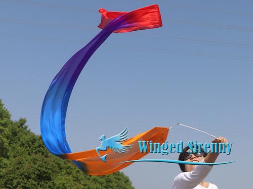 1pc 2.5m*30cm orange-blue-purple-red silk dance streamer