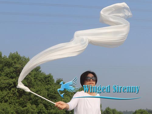 2.5m white 5mm silk dance throw streamer