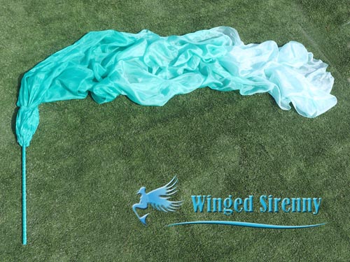 2.5m peacock green fading 5mm silk dance throw streamer - Click Image to Close