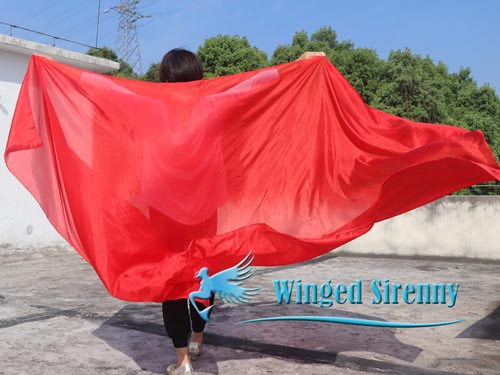 2.7m*1.4m red 5mm belly dance silk veil - Click Image to Close