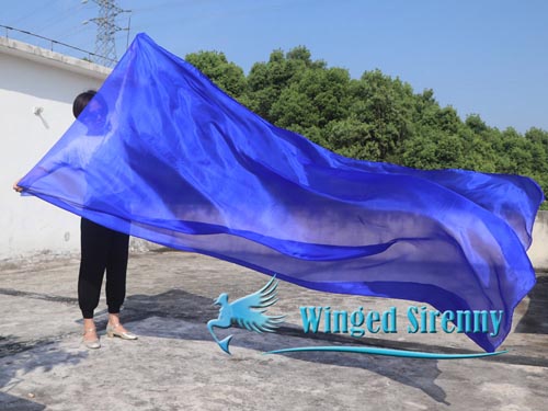 2.7m*1.4m blue 5mm belly dance silk veil - Click Image to Close