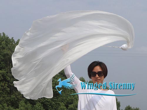1pc 1.8M*0.9M white half circle 5mm silk dance veil poi