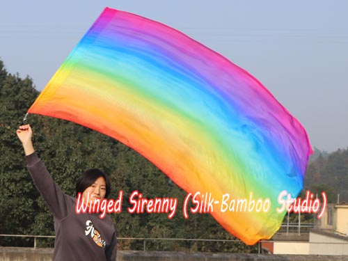 174cm*88cm spinning flag poi, long side Rainbow plus - Click Image to Close