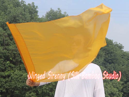 85 cm (33") prophetic silk worship flex flag for kids, gold - Click Image to Close