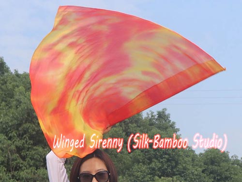 85 cm (33") prophetic silk worship flex flag for kids, Flame - Click Image to Close
