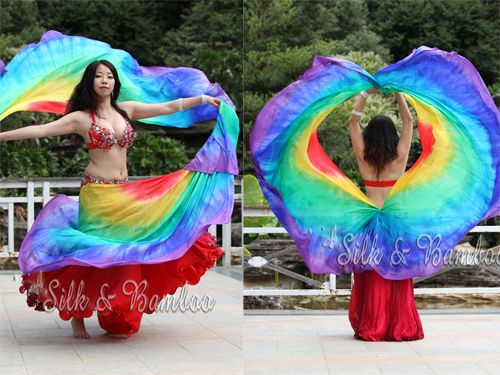 1 PIECE 8MM Rainbow belly dance circular veil