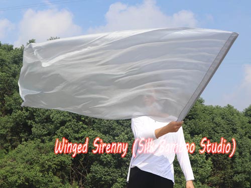 130 cm (51") prophetic silk worship flex flag, Silver - Click Image to Close