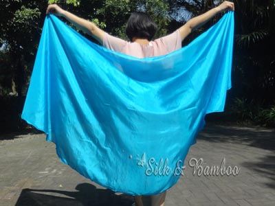 1 PIECE 6mm turquoise half circle belly dance silk veil - Click Image to Close