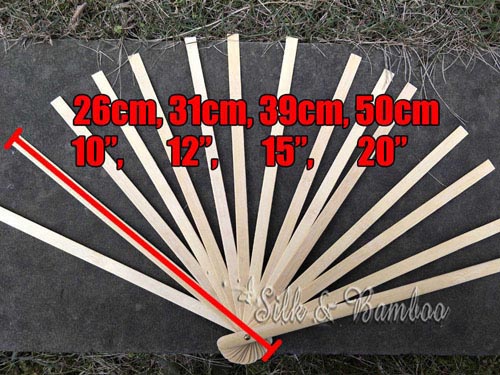 5 sizes, 1 piece bamboo fan base/staves
