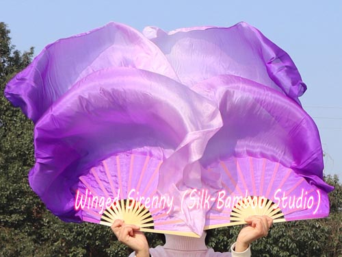 1.1m kids' dance silk fan veil, long side purple fading