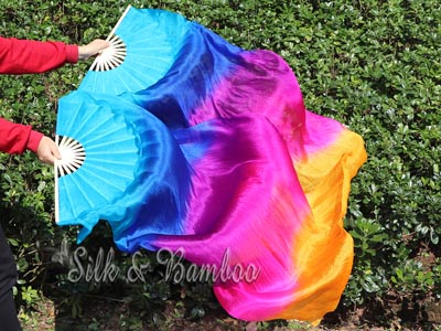 1.5m Iridescence belly dance silk fan veil