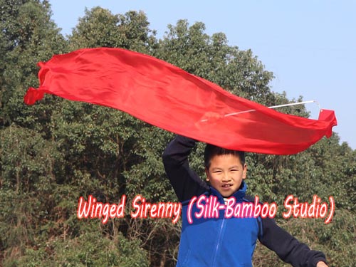 1pc red 1.8m*30cm kids' 5mm silk dance streamer - Click Image to Close