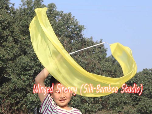 1pc yellow 1.8m*30cm kids' 5mm silk dance streamer
