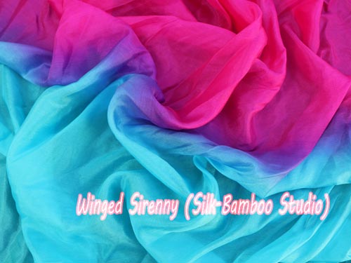 2.7m*1.1m turquoise-pink 5mm light silk belly dance silk veil - Click Image to Close
