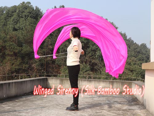 1pc 2.3M*0.9M pink 5mm silk dance veil poi - Click Image to Close
