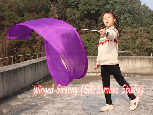 1pc purple 1.8m*30cm kids' 5mm silk dance streamer - Click Image to Close