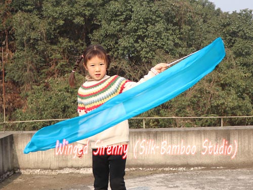 1pc turquoise 1.8m*30cm kids' 5mm silk dance streamer - Click Image to Close