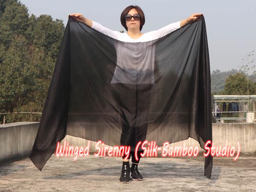 2.7m*1.1m black 5mm light silk belly dance silk veil - Click Image to Close
