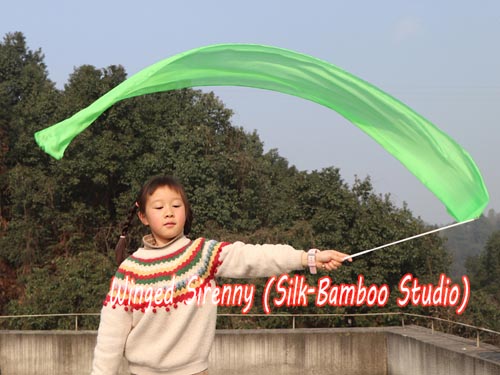 1pc green 1.8m*30cm kids' 5mm silk dance streamer - Click Image to Close