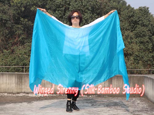 2.7m*1.1m turquoise 5mm light silk belly dance silk veil - Click Image to Close