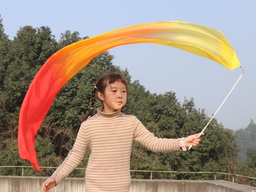 1pc Fire 1.5m*30cm 5mm silk dance streamer for kids - Click Image to Close